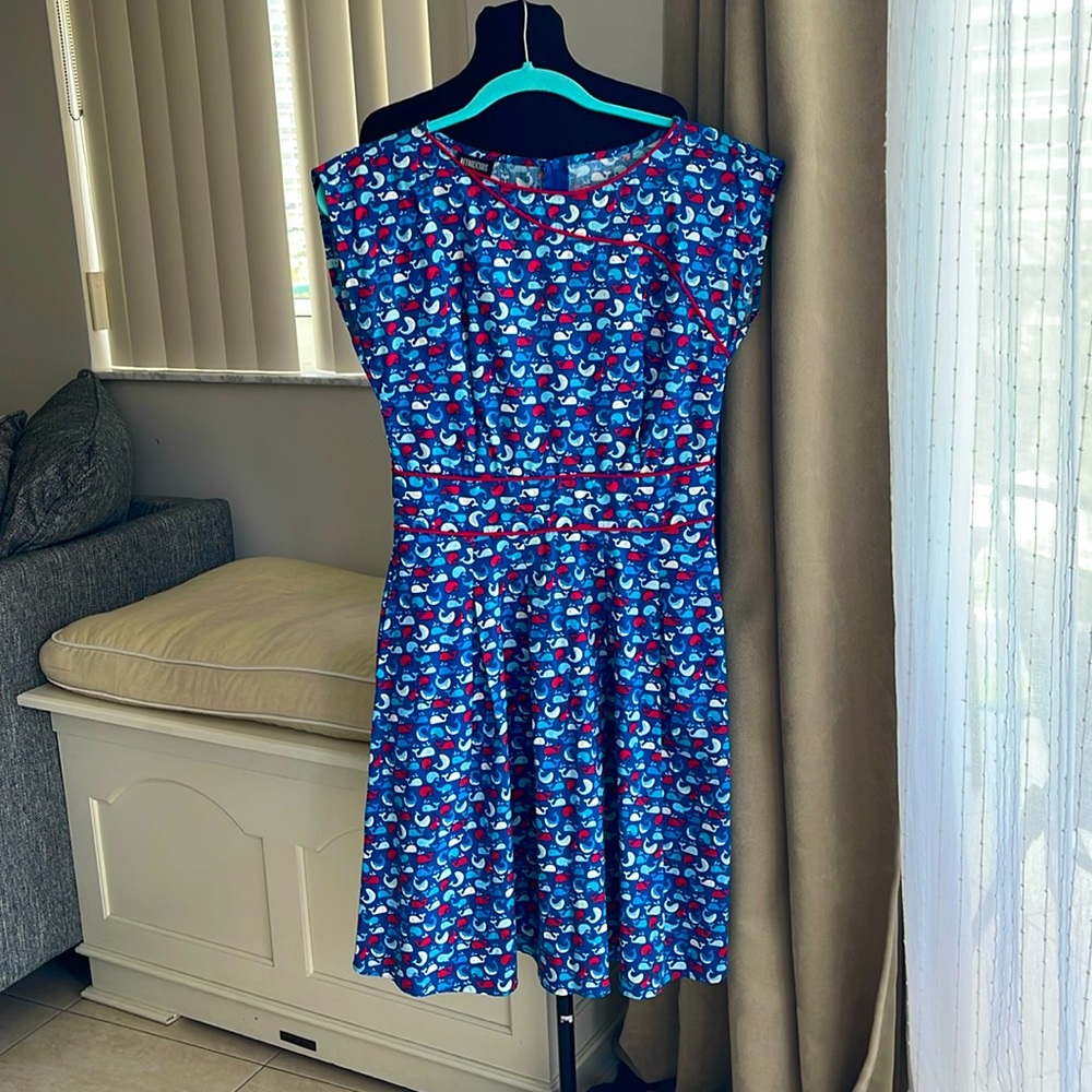 Retrolicious 1950s style pinup whale print knee length dress M